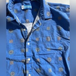 Men's Vintage Stockton Shirt Multicolor Geometric L 90s Light Retro Faded Beach